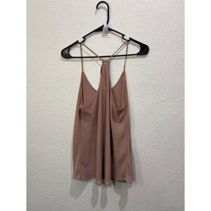 HYFVE‎ Women's Tank Top M Spaghetti Strap Racerback Flowy Chic Blouse Beige